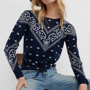NWT Lucky Brand bandana sweater Western cowboy M